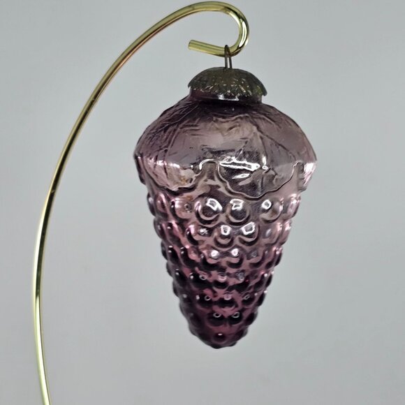 Vintage Kugel Style Grape Cluster Shaped Purple Glass Christmas Ornament - Picture 7 of 8